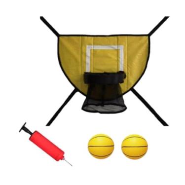 Imagem de Deevoka Mini cesta de basquete para trampolim, estrutura de basquete fácil de instalar, resistente para acessórios de fixação de trampolim de enterrada, Amarelo