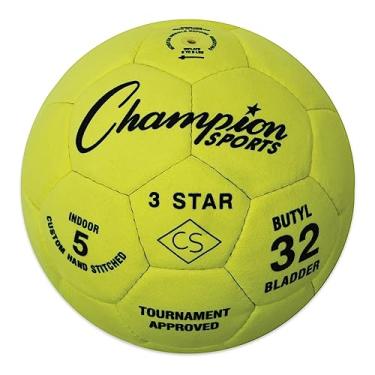 Imagem de Champion Sports Bola de futebol 3 estrelas oficial tamanho 5 com capa de camurça personalizada
