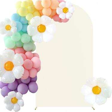 Imagem de HAINARverS Capa Para Arco De Casamento 2,2 M, Com Elastano, Elástico, Ajuste, Fundo Redondo 2 Lados, Em Chiara, Festa Aniversário, Cerimônia, Banquete, Decoração Chá Bebê (Marfim)