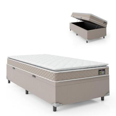 Imagem de Cama Box Baú Solteiro Colchão D33 Pillow Top Millenium 88x188x57cm Bege Suporta Até 100kg Por Pessoa Bege