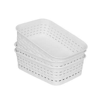 Imagem de Soddeph Cestos De Plástico Para Armários, Organização Despensa Doméstica Com Alça, Organizadores Quarto, Banheiros, Embaixo Da Pia, Cozinha (Branco, Tamanho Xs - Pacote 3)