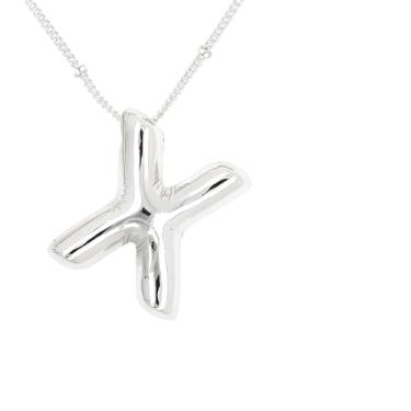 Imagem de Colar de letras de bolhas para mulheres, pingente de alfabeto com inicial de balão banhado a ouro 18 k joia delicada para meninas adolescentes, Cobre, Sem Pedra Preciosa