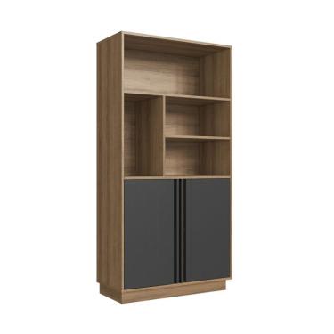 Imagem de Armário de Escritório Office com Nichos 2 Portas Mel e Grafite