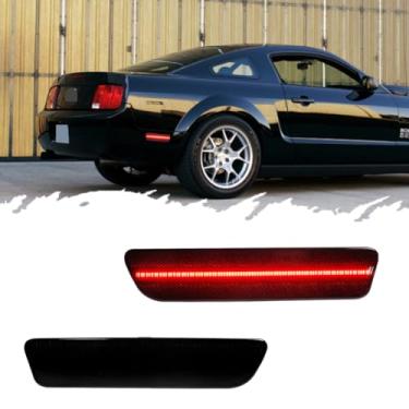 Imagem de JDMTECH Kit de luz de marcador lateral traseira LED vermelho com lentes fumadas compatível com Ford Mustang 2005 2006 2007 2008 2009, substitui lâmpadas laterais traseiras OEM