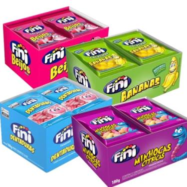 Imagem de Kit 48 Pacotes de Bala 15g cada Beijinho Banana Dentadura E Minhoca