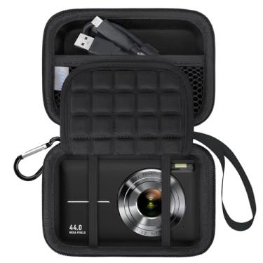 Imagem de Lacdo Bolsa de transporte de câmaras para CAMKORY DC403, KODAK PIXPRO FZ55, Canon PowerShot G7 X Mark III/SX740, Sony ZV-1/ RX100 VII, Panasonic LUMIX ZS99 Bolsa para câmaras digitais,Preto+Preto