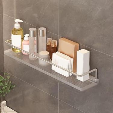 Imagem de Prateleira De Banheiro Canto Chuveiro Caddy Prateleiras Flutuantes Montado Na Parede Penteadeira De Acrílico Transparente Produto De Pele Cosmética Com Prateleira De T, Silver With Rod, 30Cm