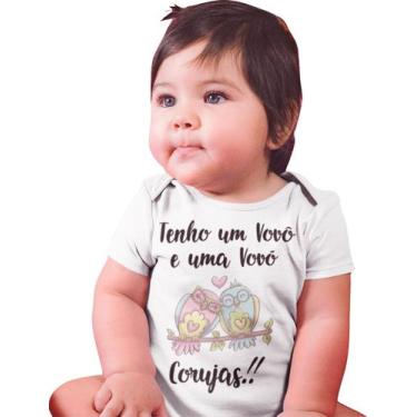 Imagem de Body De Bebê Divertido Vovô e Vovó Coruja Bodie Avulso Recém Nascido B