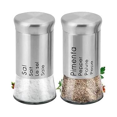 Imagem de Conjunto Saleiro e Pimenteiro com Suporte Galheteiro para Mesa e Cozinha