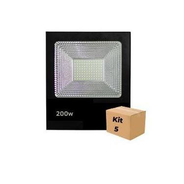 Imagem de Kit 5 Refletores de Led 200w SMD 6500k Branco Frio IP66 - Líder Led