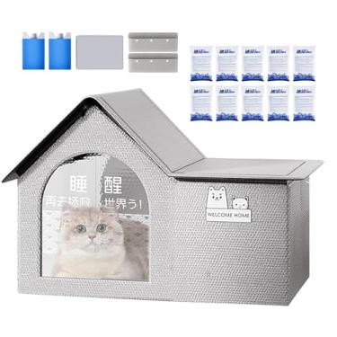 Imagem de Casa de Gato Refrigerante para Exterior,Abrigo De Para Gatos Casa Refrescante Dobrável | Respiravel Cama Toca Para Pets Com Sacos de Para Apartamento Viagens Acampamento Varanda Praia