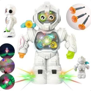 Imagem de Brinquedo Robô Astronauta C/ Luz Som Engrenagens Lança Dardos Interati
