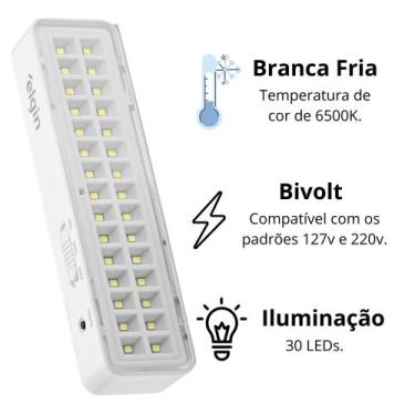 Imagem de Luminária Emergência Lâmpada 30 Leds Recarregável Bivolt - Luatek