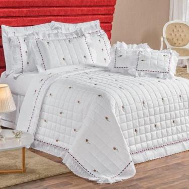 Imagem de Kit Cobre Leito Queen Felicitá Percal 200 Fios Bordado 100% Algodão 9 