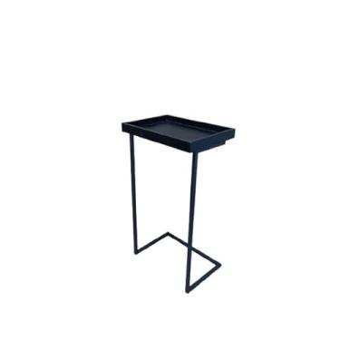 Imagem de Mesa Lateral De Apoio Sofá Pé De Aço - Sofisticação, Luxo e Decoração (Preto/Preto)