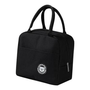 Imagem de Bolsa Térmica 4L Impermeável Necessaire Lancheira Escola Marmita Academia Trabalho Praia e Camping - Quente e Frio (Preta)