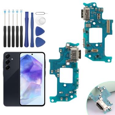 Imagem de FKBAightccy Conector Dock para Samsung Galaxy A55 5G Substituição de Porta de Carregamento para Galaxy A55 5G SM-A556E/DS Placa Carregador USB Cabo Flex Peças com Ferramentas
