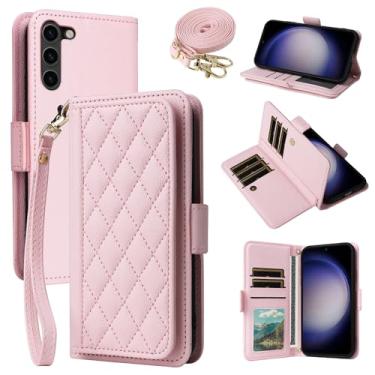 Imagem de Dibosom Capa carteira para Samsung Galaxy S23 Plus S23+ 5G Argyle com alça de pulso/ombro compartimentos para cartões, capa de celular acolchoada para S23plus 23S + S 23 23+ SM-S916U 6,6 polegadas