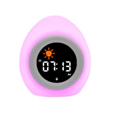 Imagem de Etigood Despertador fofo, lindo desenho animado animal veado/ovelha/filhote/ovos/tigre em forma de OK para despertar relógio com ruído branco, relógio eletrônico com exibição digital com luz noturna