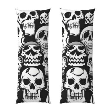 Imagem de Capa de travesseiro corporal com zíper oculto, fronha longa de microfibra macia e respirável para travesseiro corporal, capas de travesseiro de esqueleto assustadoras para dormir presente de cama 50 x