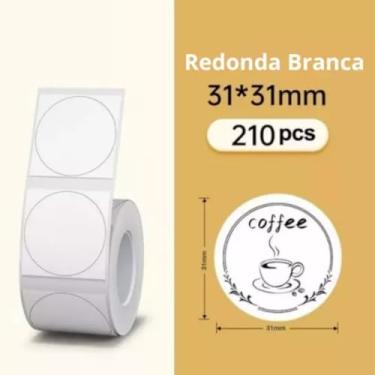 Imagem de 1- ROLO DE ETIQUETA NIIMBOT 31X31 REDONDA COR: BRANCO - 210 ETIQUETAS PARA IMPRESSORAS B1/B21/B3S/B203