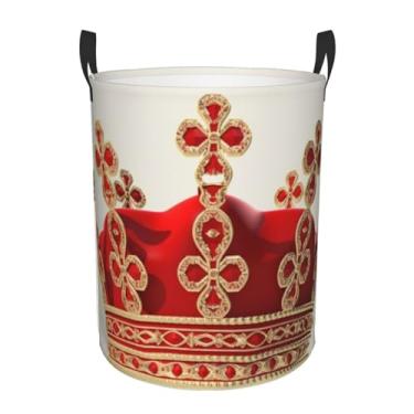 Imagem de Cesto de lavanderia com coroa vermelha, dobrável, impermeável, cesto de armazenamento de roupas com alças, pano Oxford, organizador de brinquedos, cesta para banheiro, lavanderia, quarto, pequeno