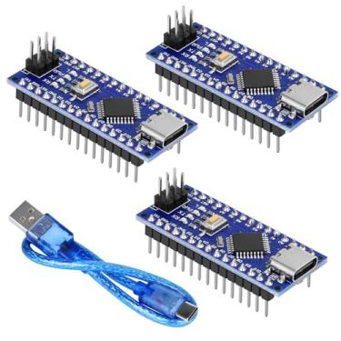 Imagem de YELUFT Placa Nano V3.0 de 3 peças com cabo ATmega328P MCU CH340G Chip 5V 16M Microcontrolador Compatível com Arduino Nano (Soldada, Porta Tipo-C)
