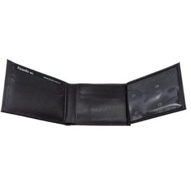 Imagem de Carteira masculina couro fina p/ CNH RG, cartões e notas Fasolo H055, 