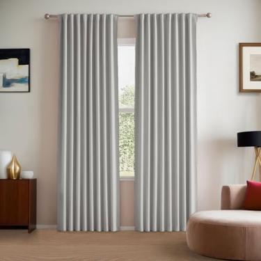 Imagem de ABBRIGE Conjunto de 2 painéis de cortinas blackout com 2 painéis - Cortinas escuras para quarto com aba traseira e varão - Cortinas plissadas para sala de estar com gancho para sistema de trilhos