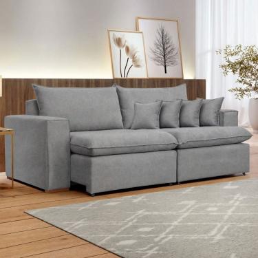 Imagem de Sofá 3 Lugares Barcelona Retrátil Linho/Cinza - Celflex