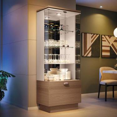 Imagem de Cristaleira de Vidro com Espelho River Castanho/Off White H01 - D'Ross