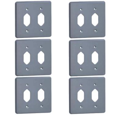 Imagem de Kit 6 Placa 4x4 Cinza Pial 54391 2 Tomadas Pb Silentoque