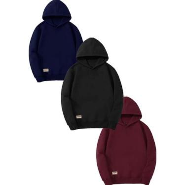 Imagem de Kit 3 Moletons Básicos Com Capuz e Bolso Interno Di Nuevo Street Wear,