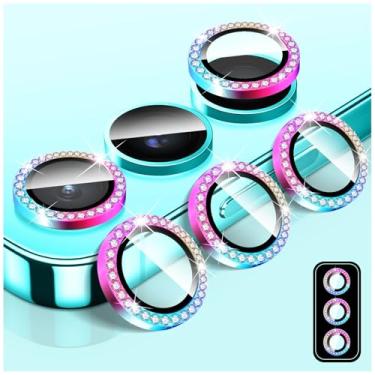 Imagem de LucBuy Protetor de lente de câmera Diamond para Samsung Galaxy Z Flip 7, protetor de tela traseira de vidro temperado brilhante, anéis de proteção de metal de alumínio individuais, adesivos de filme