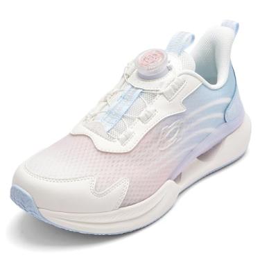 Imagem de Balabala Tênis infantil Turn-Lock para meninas, meninos, tênis de corrida, leve, respirável, moderno, esportivo, Rosa dégradé, 12 Little Kid
