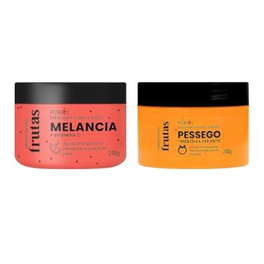 Imagem de Poran Esfoliante Corpo Rosto Melancia 240g + Poran Esfoliante Corpo Rosto Pessego kIT Cuidado