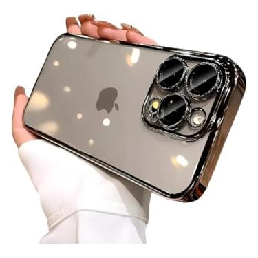 Imagem de Capinha para iphone 16 pro max com proteção nas lentes da câmera titânio natural - Proteção contra impacto