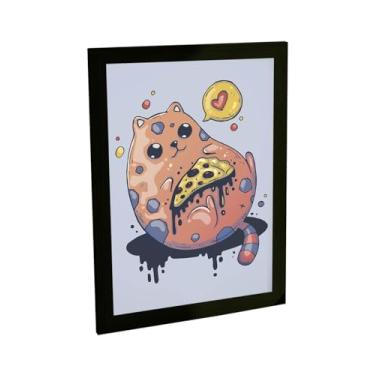 Imagem de Quadro Decorativo Grafite Arte De Rua Ilustração Gato Pizza Decoração Poster Quarto Sala