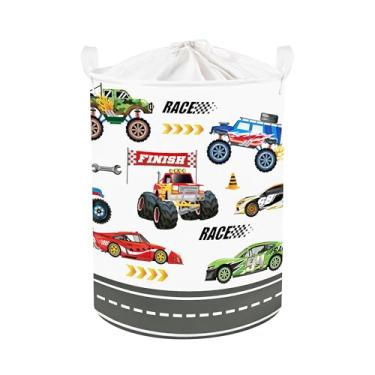 Imagem de Clastyle City Car Cesto de lavanderia para bebê, cesta de armazenamento infantil, caixa de presente de brinquedo, organizador de roupas dobrável, cesto de berçário para quarto, caminhão monstro, 36 x