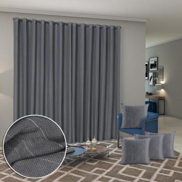 Imagem de Cortina 4M X 2,50M Com 4 Capas De Almofadas Tecido Rústico - PaulomCes