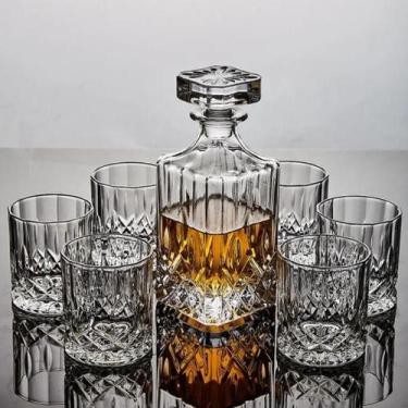 Imagem de Garrafa Decanter Whisky Vidro Licor 800Ml + 6 Copos Luxo - Smart