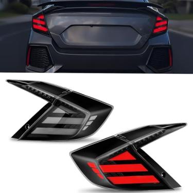 Imagem de Luzes traseiras de LED sequenciais compatíveis com Honda Civic 10ª geração Sedan 2016-2021, não para Hatchbacks, montagem de luz traseira animada, luzes de seta de freio, luzes de ré, luz de