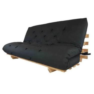 Imagem de Futon Casal King Oriental Preto Madeira Nobre