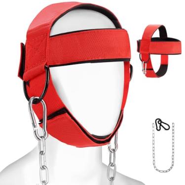 Imagem de Arnês de Cabeça e Pescoço Daboza para Exercícios, Nylon Macio, Suporta 120kg, Corrente 72cm, Ajustável, Preto