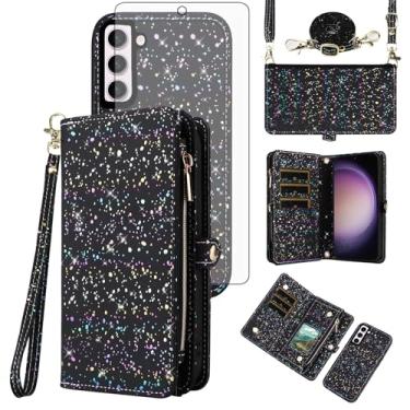 Imagem de Asuwish Capa de celular para Samsung Galaxy S23 5G Carteira magnética destacável com protetor de tela e compartimento para cartão com glitter, suporte para celular S 23 23S GS23 G5 SM-S911U 15.5 cm