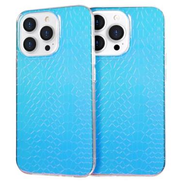 Imagem de GANGANPRO Capa de telefone compatível com iPhone 17 Pro fluorescente a laser iridescente holográfico gradiente TPU bumper PC traseira fina à prova de choque 6,3 polegadas - textura de crocodilo