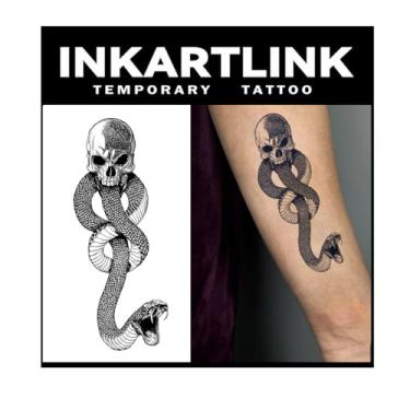 Imagem de INKARTLINK Tattoo Tech, tatuagem semipermanente grande de 2 folhas, tatuagens temporárias, duram de 1 a 2 semanas, à prova d'água, visual realista, sem adesivo, sem reflexo (design de cobra) 315