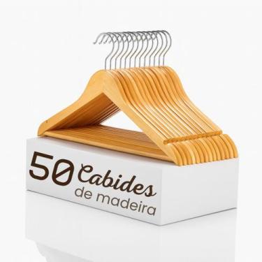 Imagem de Kit Cabides Adulto de Madeira Reforçado com Gancho Giratório - Brinq L