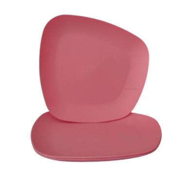 Imagem de Jogo 03 Pratos Plastico Duro Resistente Refeições Rosa