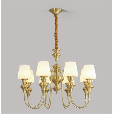Imagem de Lâmpada Pingente Candelabro LED De Latão Com Estilo Luxuoso Americano E Retro: Design Criativo Para Sala De Estar, Restaurante, Quarto, Estudo, Villa, Hotel E Café (I Ouro 8 luzes)